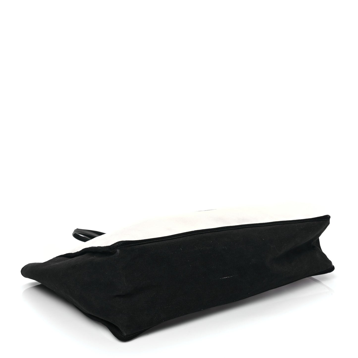 Canvas Calfskin Large Let's Demonstrate Tote White Black