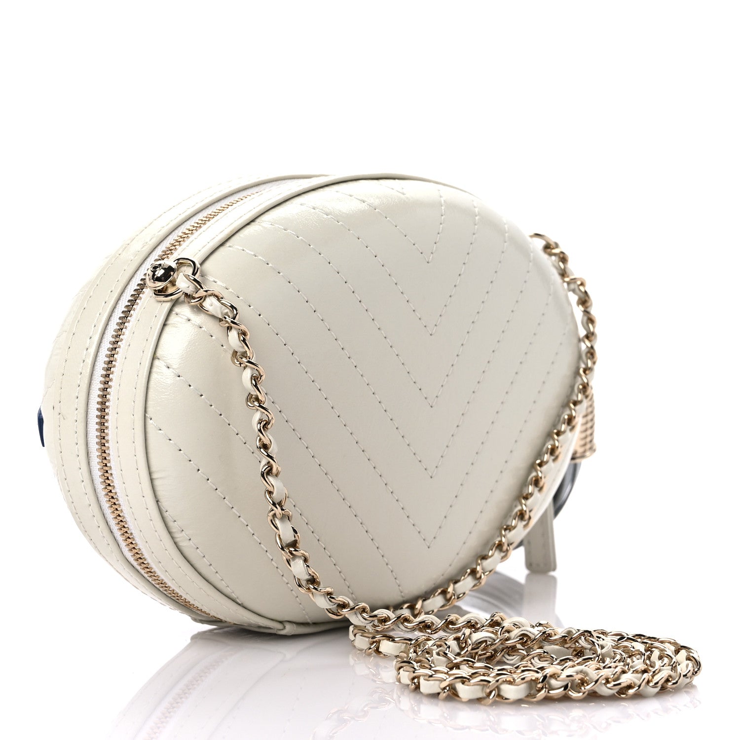 Chanel Embroidered Lambskin Chevron Quilted La Pausa Evening Bag White 3 of 9