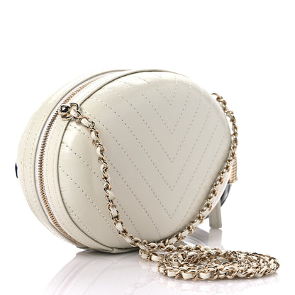 Chanel Embroidered Lambskin Chevron Quilted La Pausa Evening Bag White 3 of 9
