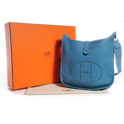 Hermes Taurillon Clemence Evelyne III GM Blue Jean 8 of 8
