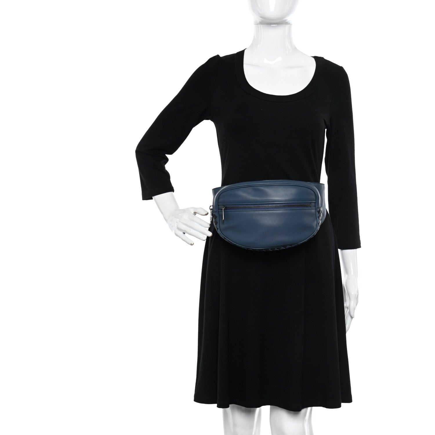 Bottega Veneta Nappa Intrecciato Front Zip Belt Bag Blue 2 of 9