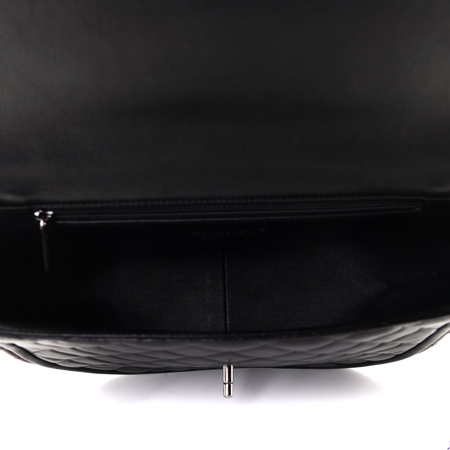 Lambskin Quilted Large Classic Twist Crescent Flap Black Burgundy