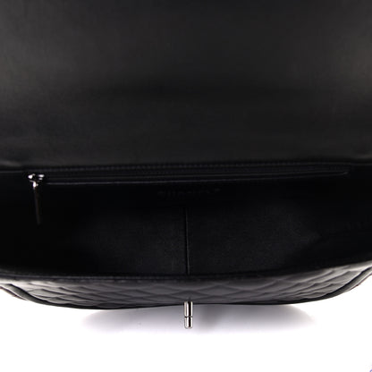 Chanel Lambskin Quilted Large Classic Twist Crescent Flap Black Burgundy 7 of 7