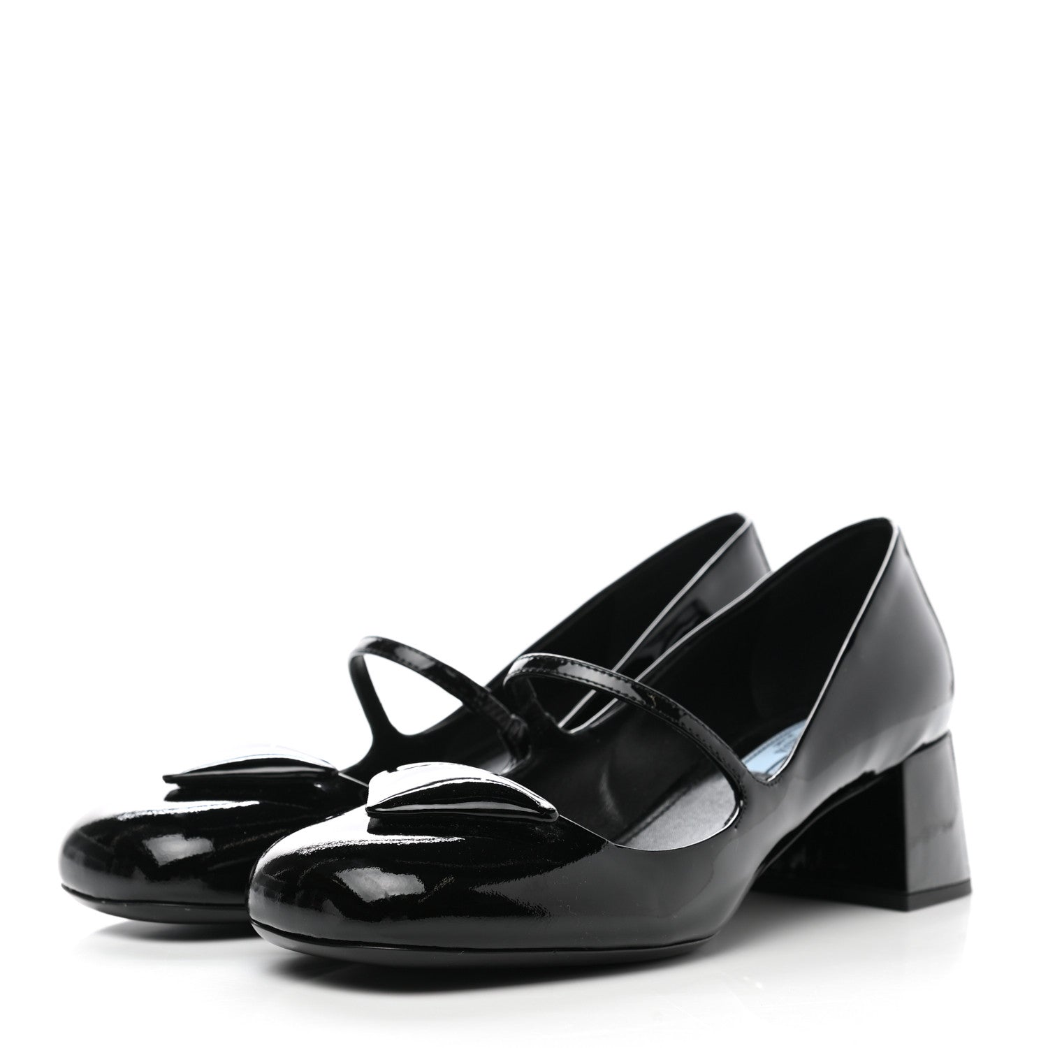 Prada Patent Logo Mary Jane 45mm Pumps 38 Black 3 of 7
