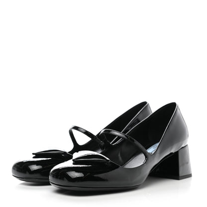 Prada Patent Logo Mary Jane 45mm Pumps 38 Black 3 of 7