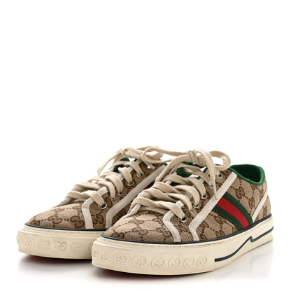 Gucci GG Monogram Web Womens 1977 Tennis Sneakers 40.5 Beige Ebony Mystic White 4 of 11