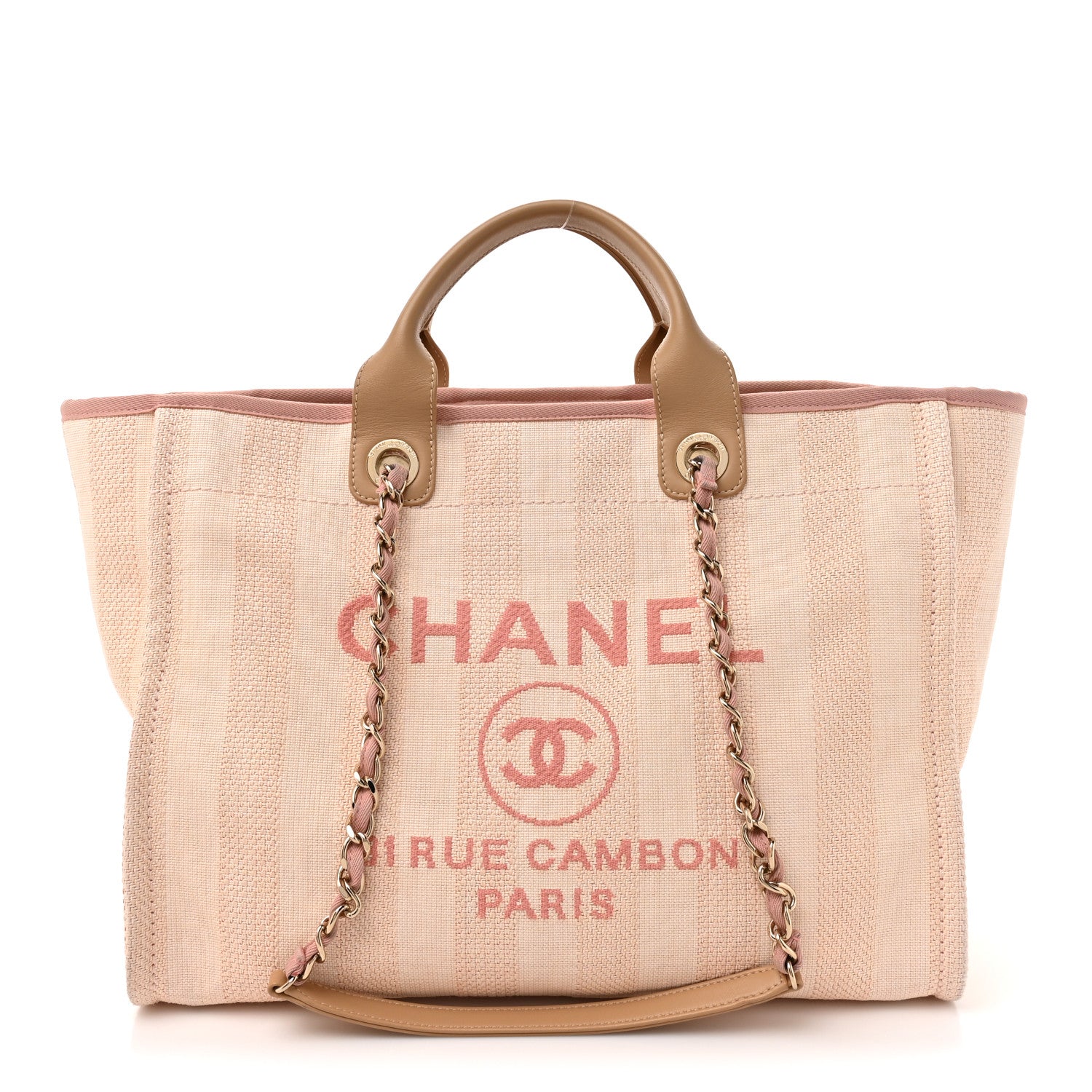Chanel Mixed Fibers Calfskin Striped Medium Deauville Tote Light Pink 1 of 13