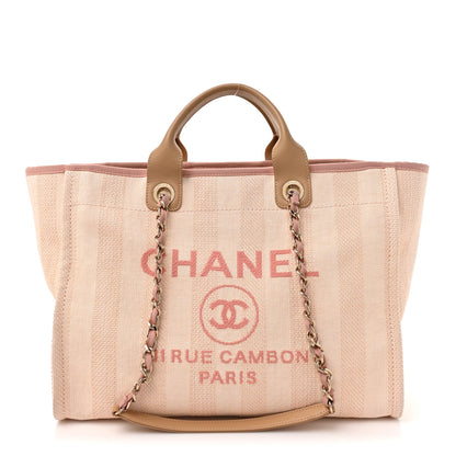 Chanel Mixed Fibers Calfskin Striped Medium Deauville Tote Light Pink 1 of 13