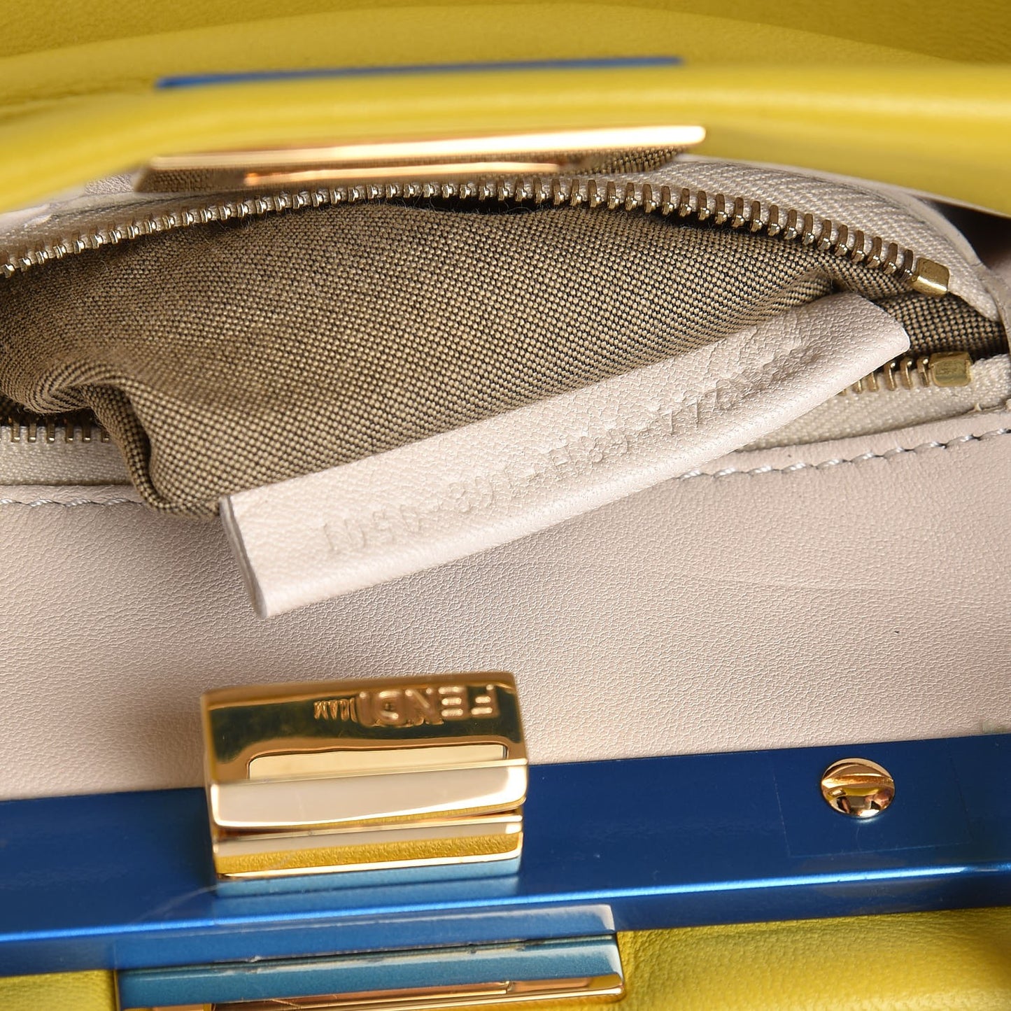 Nappa Colorblock Mini Peekaboo Iconic Satchel Lime Blue Royal Latte