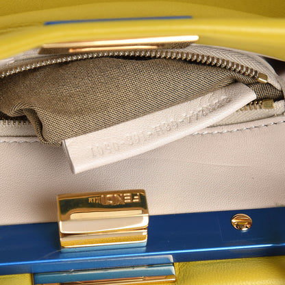 Fendi Nappa Colorblock Mini Peekaboo Iconic Satchel Lime Blue Royal Latte 7 of 9