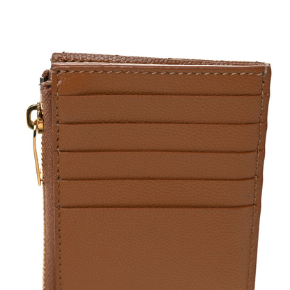 Saint Laurent Grain De Poudre Matelasse Chevron Monogram Fragments Zippered Card Case Cork 8 of 8