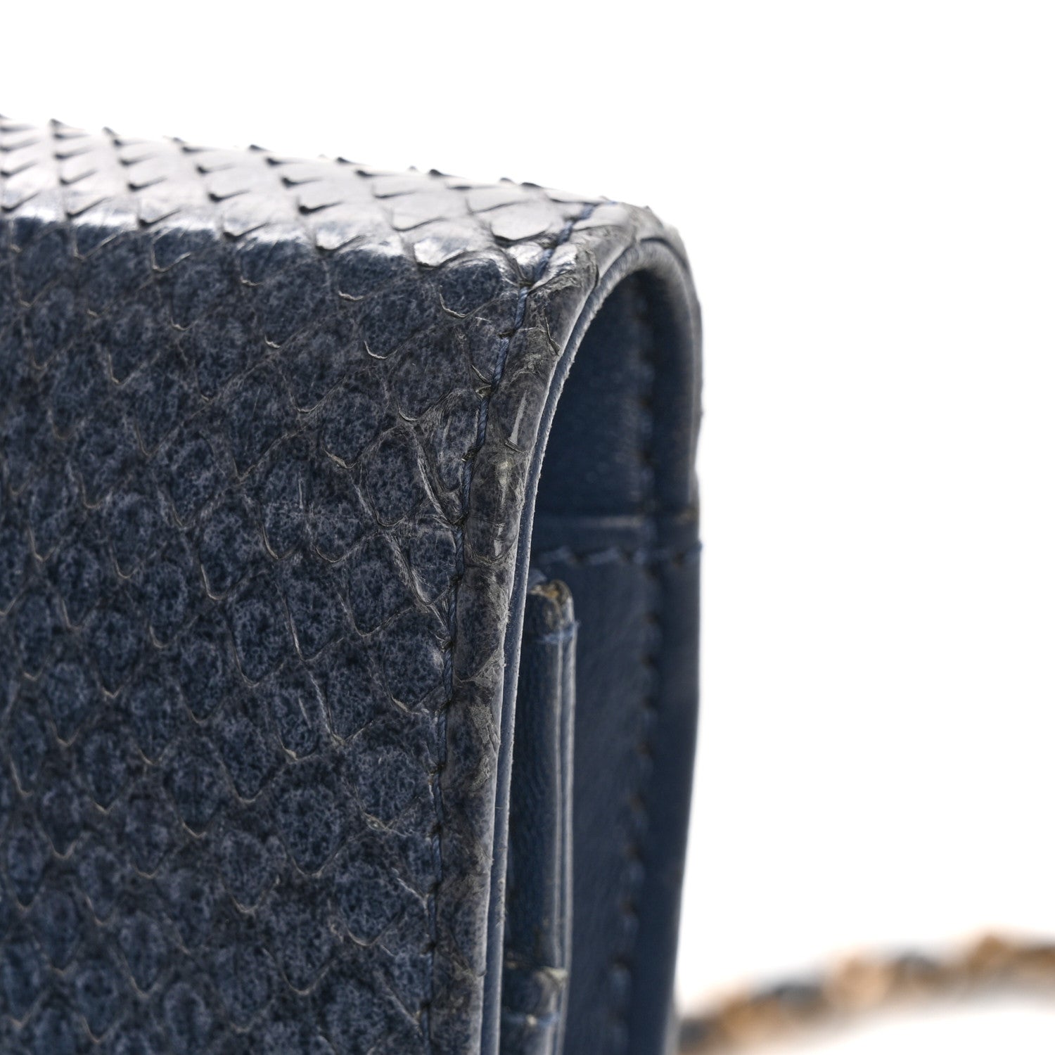 Chanel Snakeskin Wallet On Chain WOC Blue 15 of 18