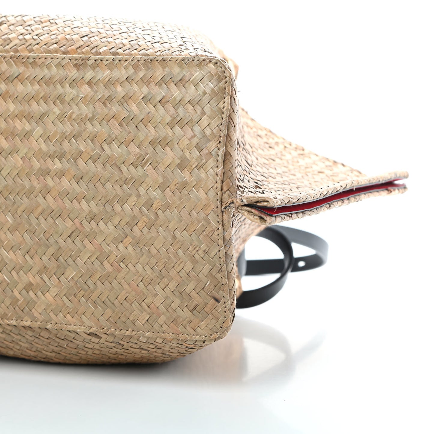 Raffia Medium Vlogo Escape Shopper Natural Black Rouge