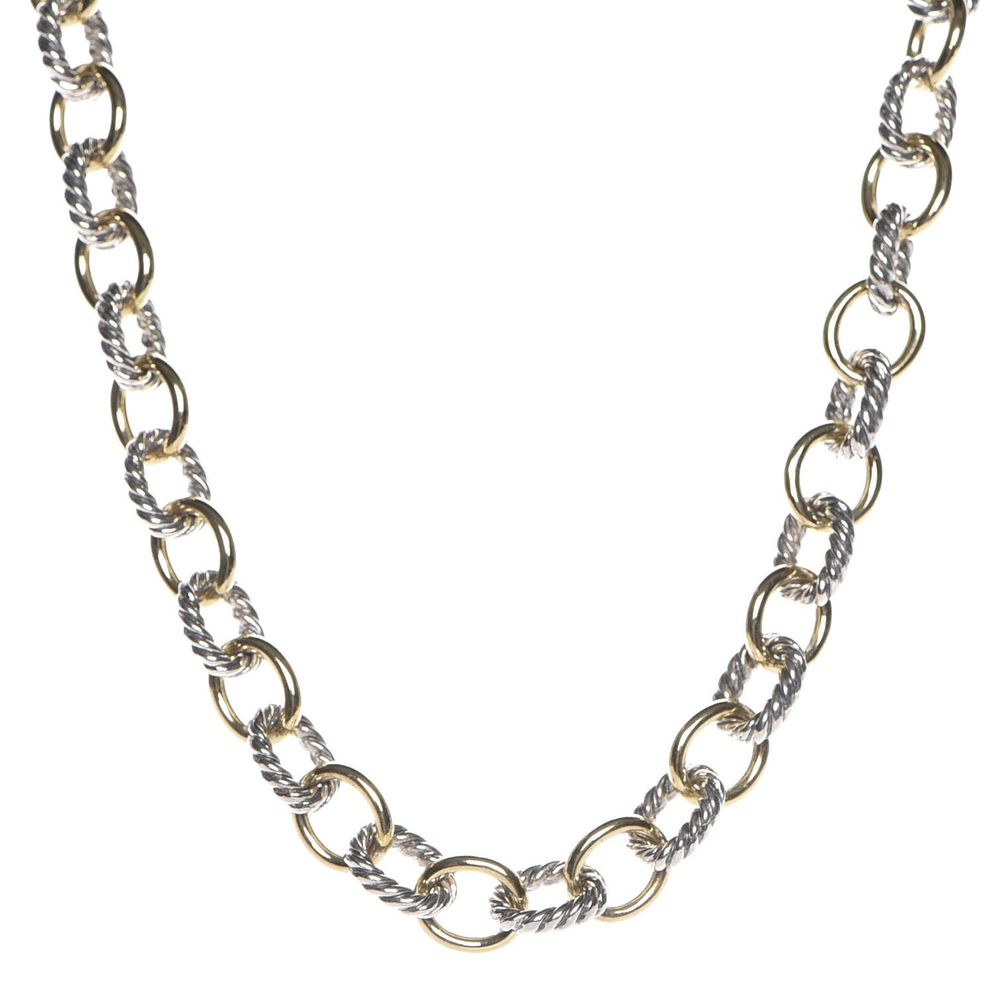 Sterling Silver 18K Yellow Gold 10mm Medium Oval Link Necklace
