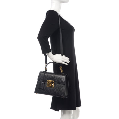 Gucci Guccissima Signature Small Padlock Top Handle Bag Black 2 of 10