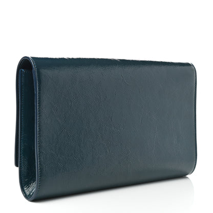 Saint Laurent Textured Patent Monogram Large Belle De Jour Clutch Green 3 of 7