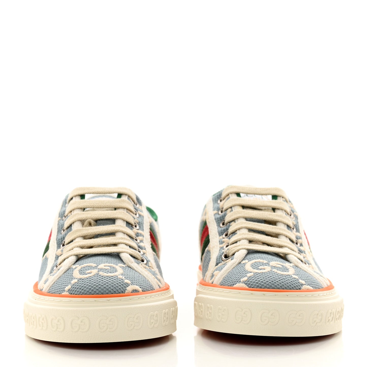 Cotton GG Monogram Web Womens 1977 Tennis Sneakers 35 Philod Ivory Mystic White