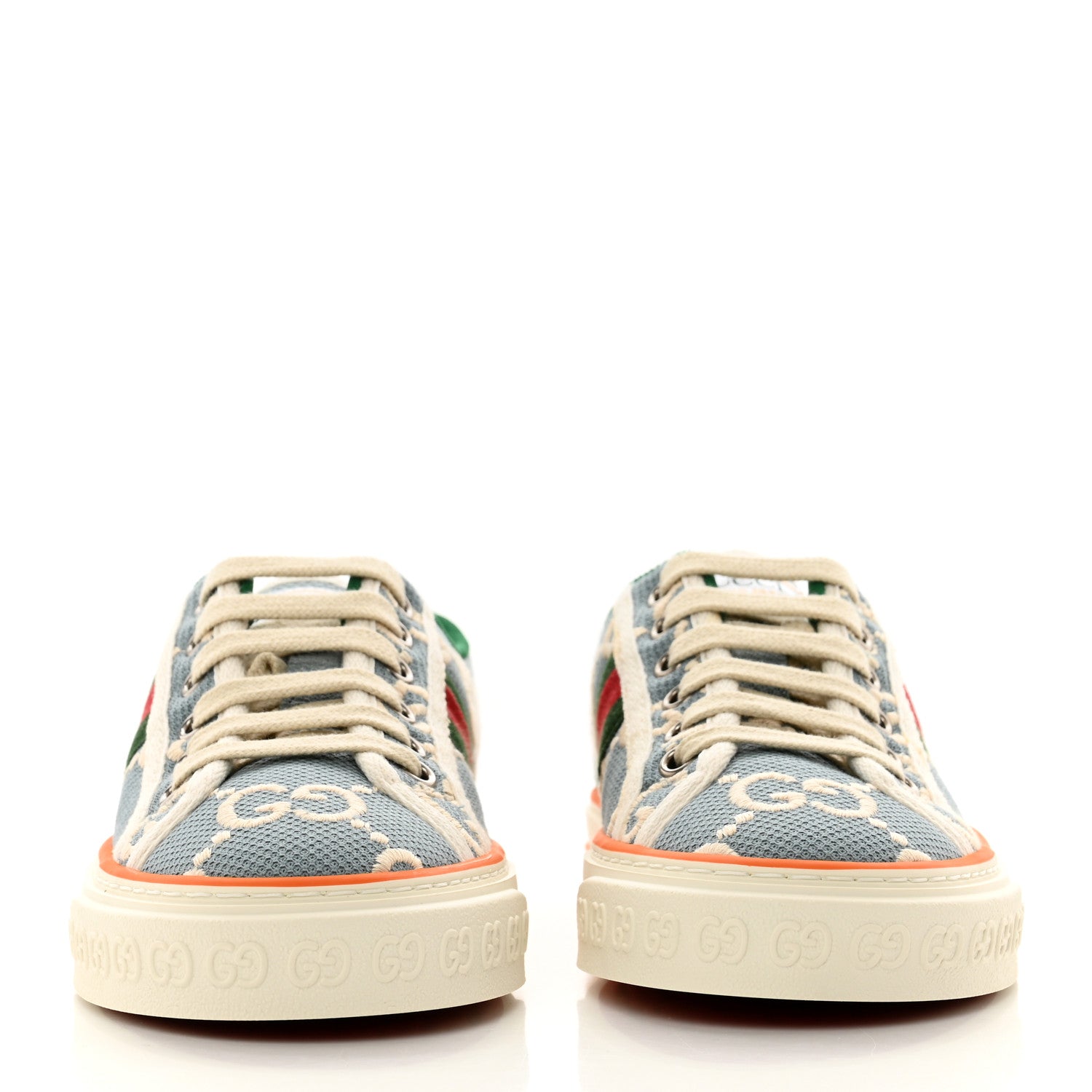 Gucci Cotton GG Monogram Web Womens 1977 Tennis Sneakers 35 Philod Ivory Mystic White 2 of 9