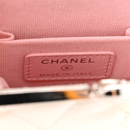 Chanel Lambskin Quilted CC Evening Clutch With Chain White 6 of 10