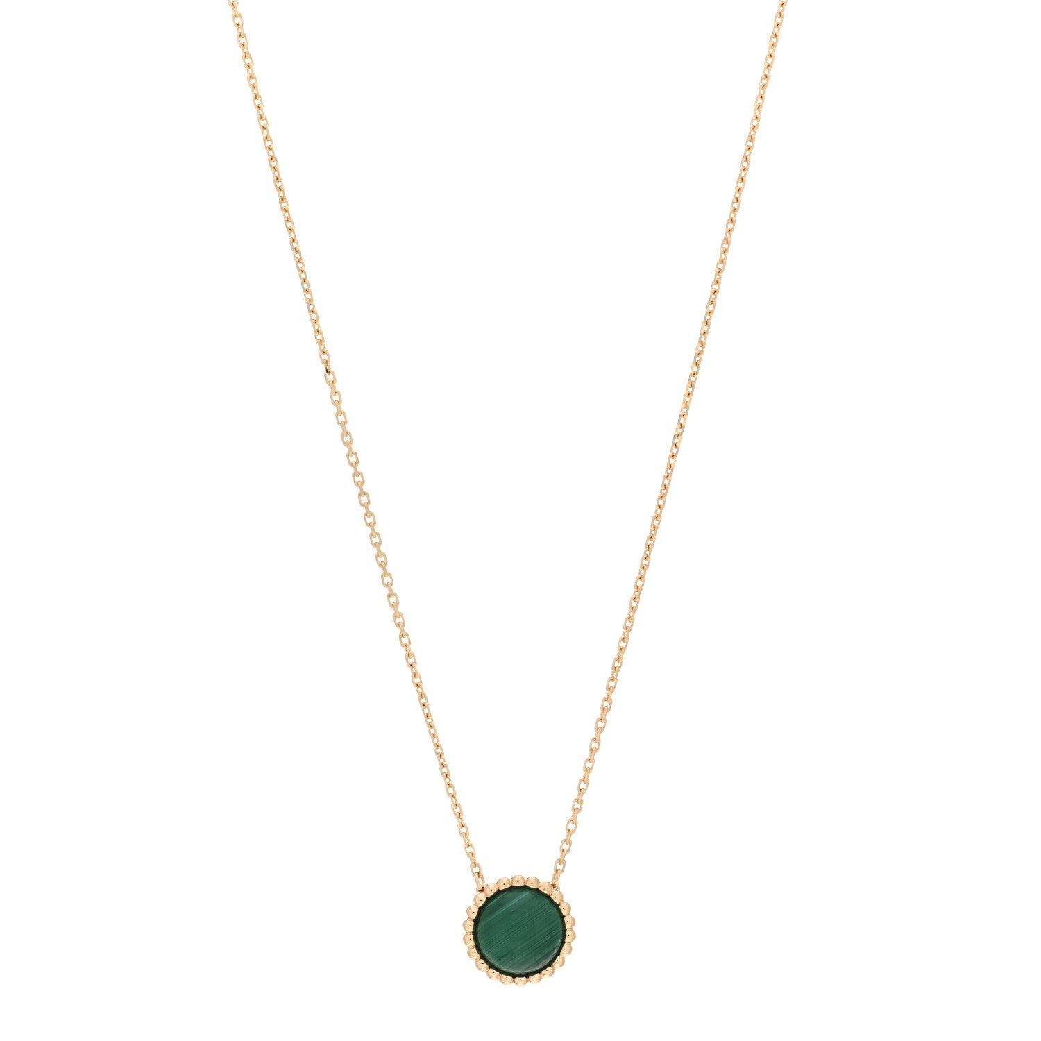 Van Cleef & Arpels 18K Yellow Gold Malachite Perlee Couleurs Pendant Necklace 1 of 5