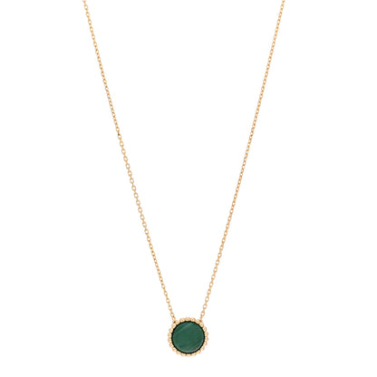 Van Cleef & Arpels 18K Yellow Gold Malachite Perlee Couleurs Pendant Necklace 1 of 5