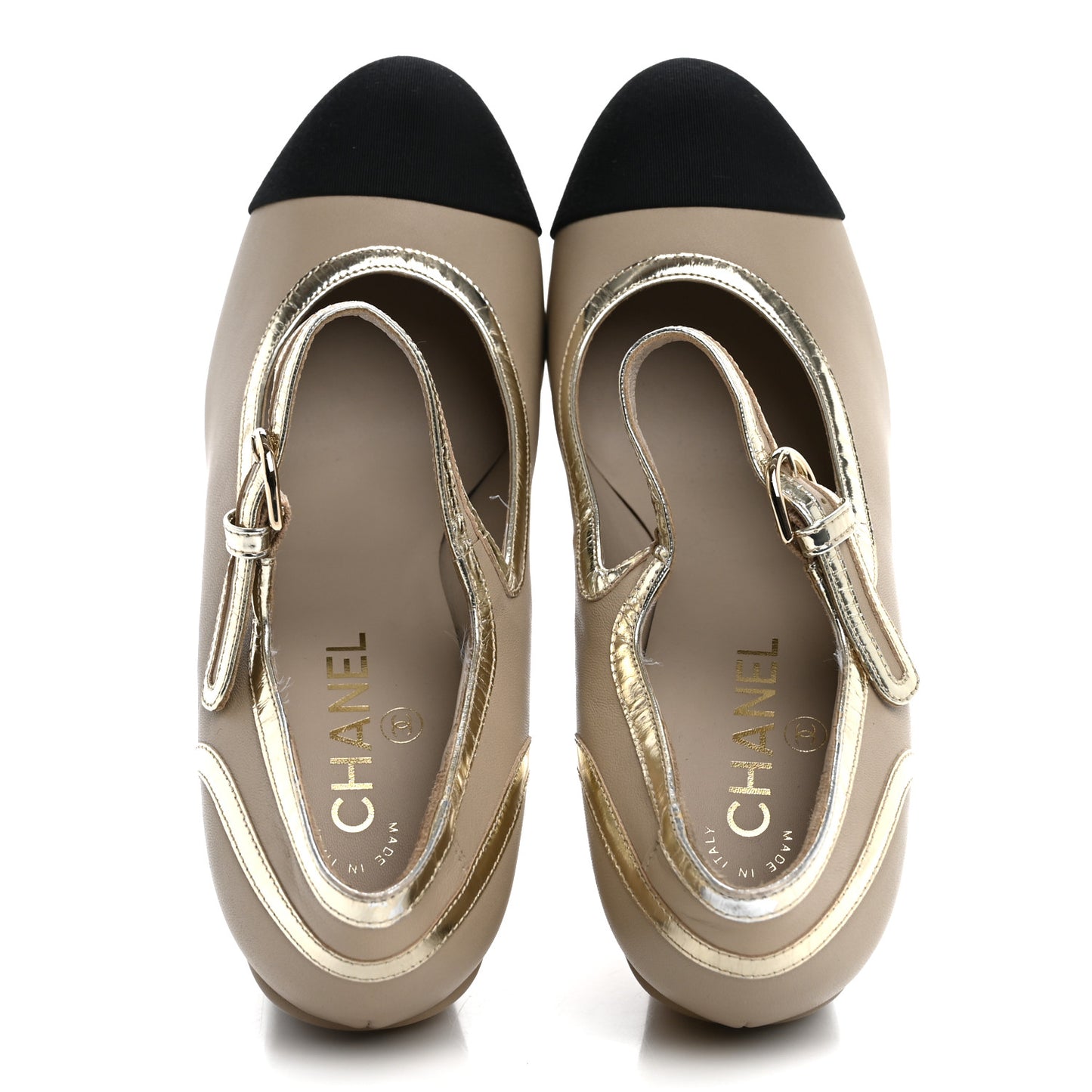Lambskin Metallic Grosgrain Cap Toe Mary Jane Platform Pumps 41  Gold