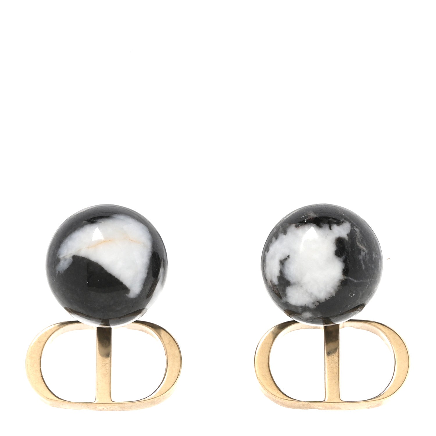 Christian Dior Marble CD Tribal Earrings Black 1 of 5