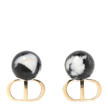 Christian Dior Marble CD Tribal Earrings Black 1 of 5