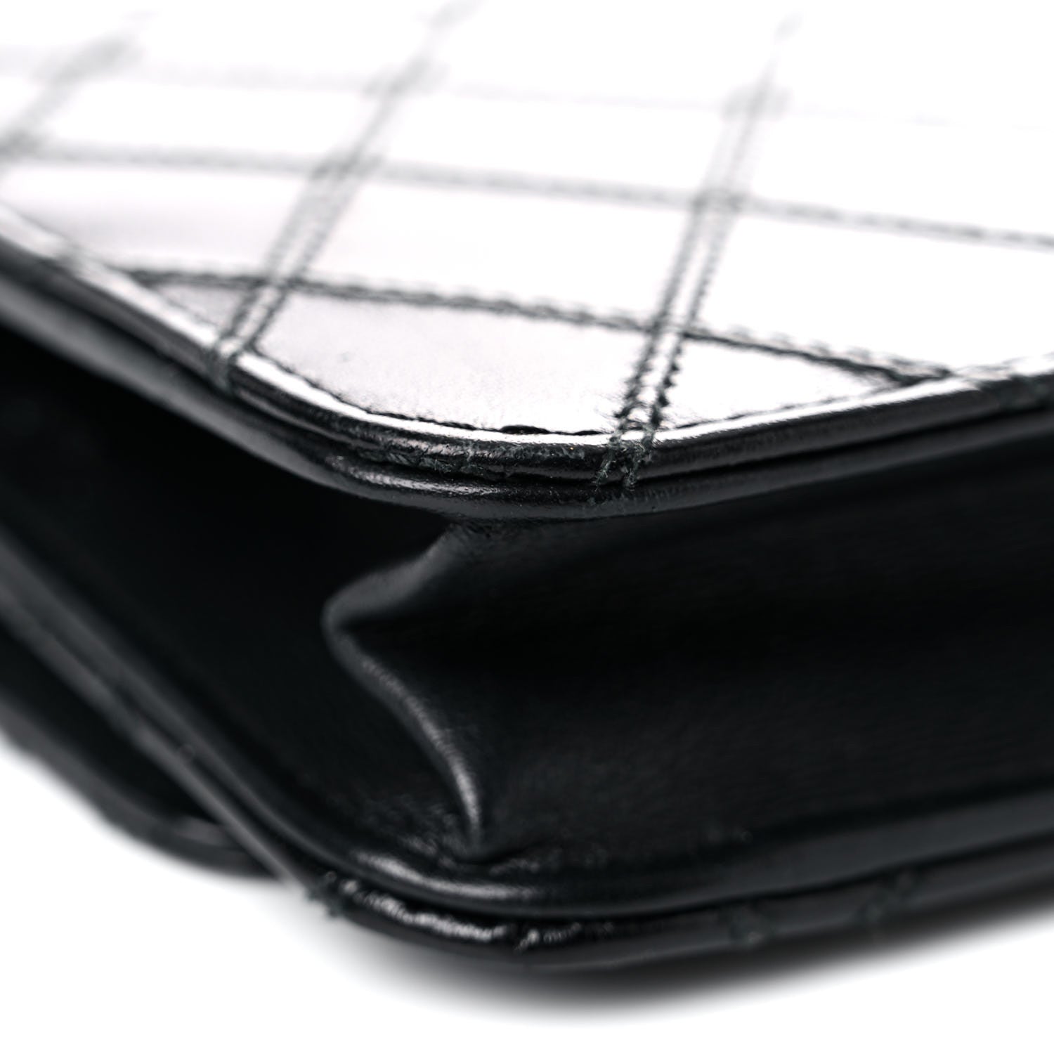 Chanel Lambskin Diamond Stitched Wallet On Chain WOC Black 11 of 23