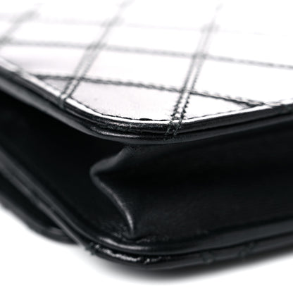Chanel Lambskin Diamond Stitched Wallet On Chain WOC Black 11 of 23
