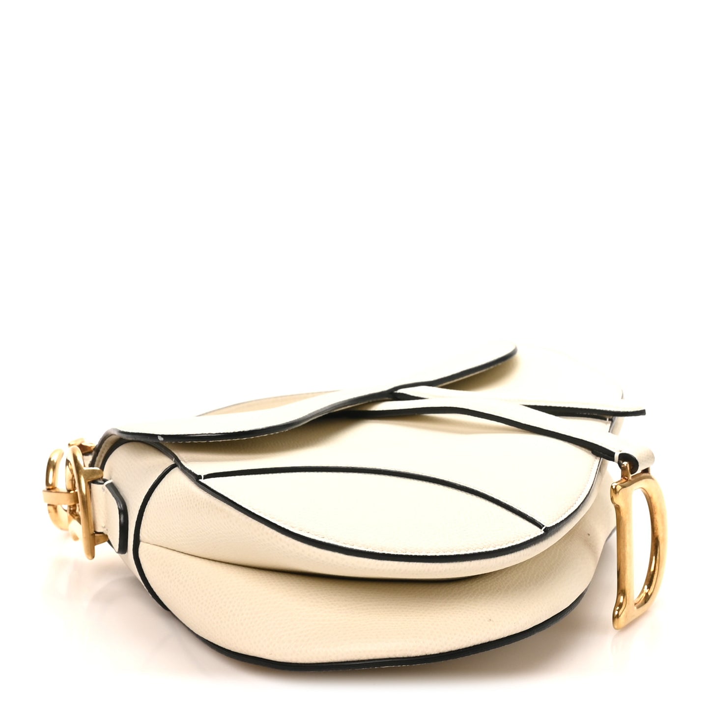 Grained Calfskin Saddle Bag White