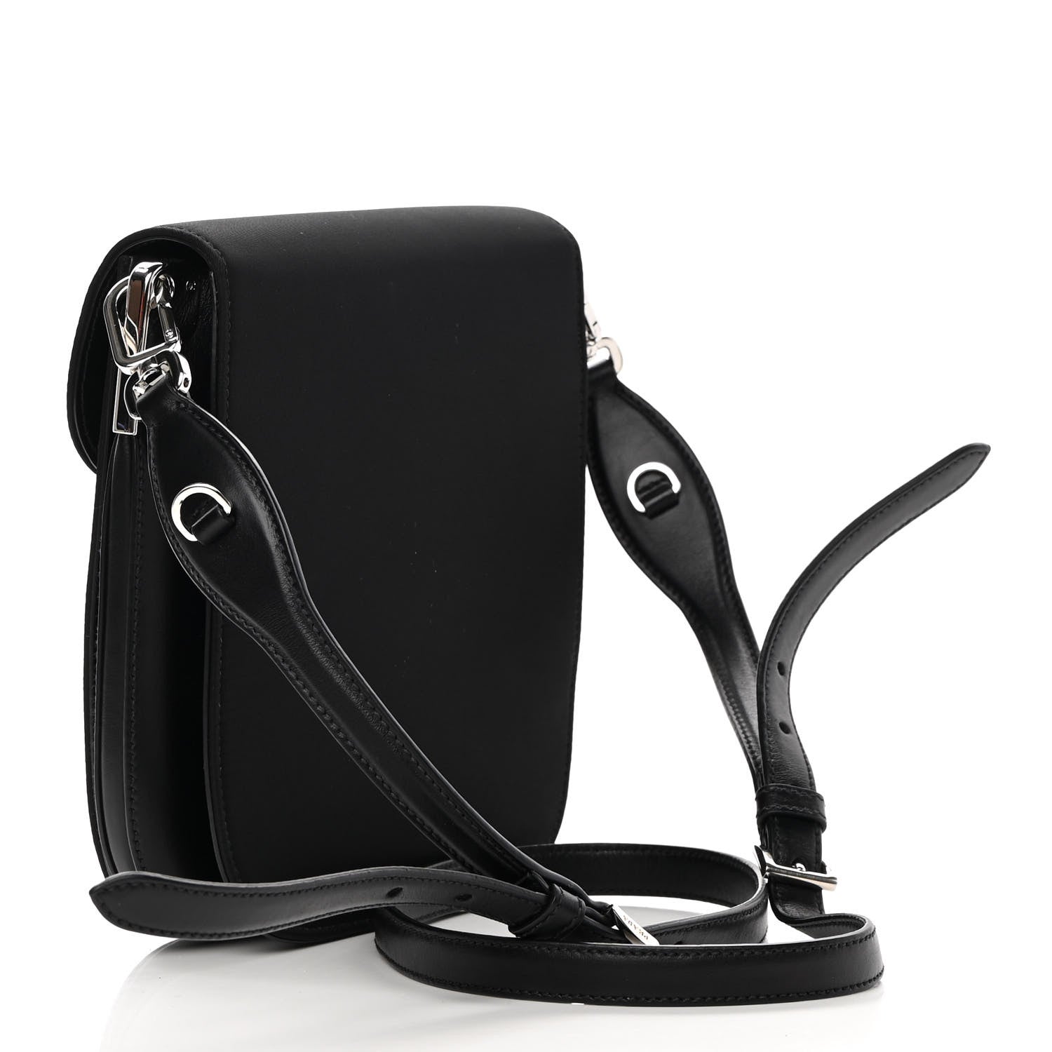 Prada Tessuto Nylon Vitello Crossbody Bag Black 3 of 10
