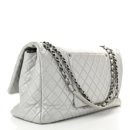 Chanel Metallic Calfskin Quilted XXL Travel Flap Bag Silver 3 of 10