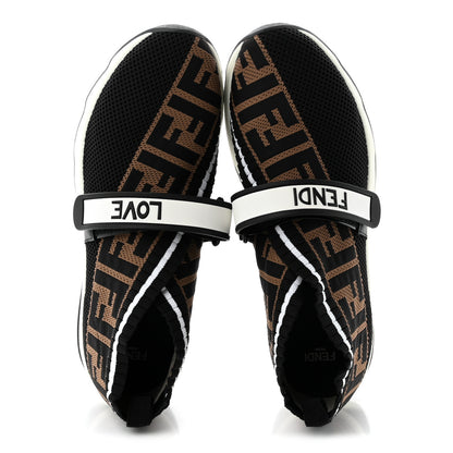 Fendi Stretch Yarn FF Stiff Band Rockoko Sneakers 39 Black White Tobacco 5 of 9