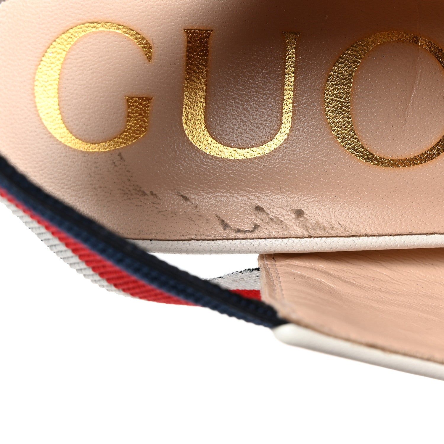 Gucci Malaga Kid Web Sylvie High Heel Slingback Pumps 36.5 White 9 of 9