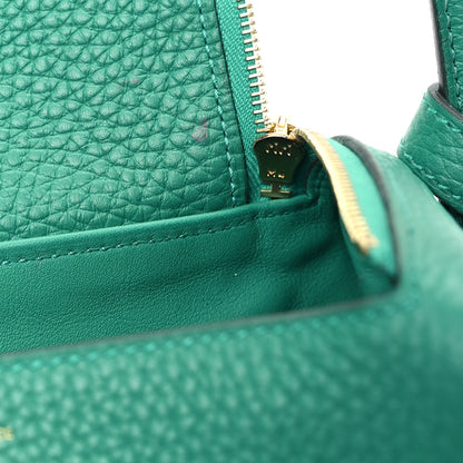 Hermes Taurillon Clemence Mini Lindy 20 Vert Vertigo 11 of 12