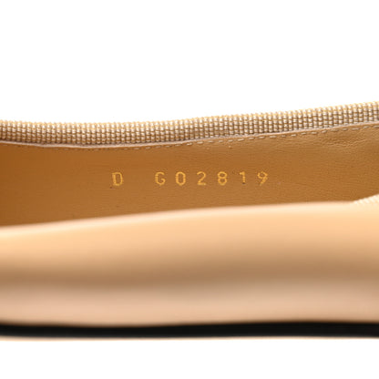 Chanel Lambskin Cap Toe CC Ballerina Flats 37.5 Beige Black 6 of 9