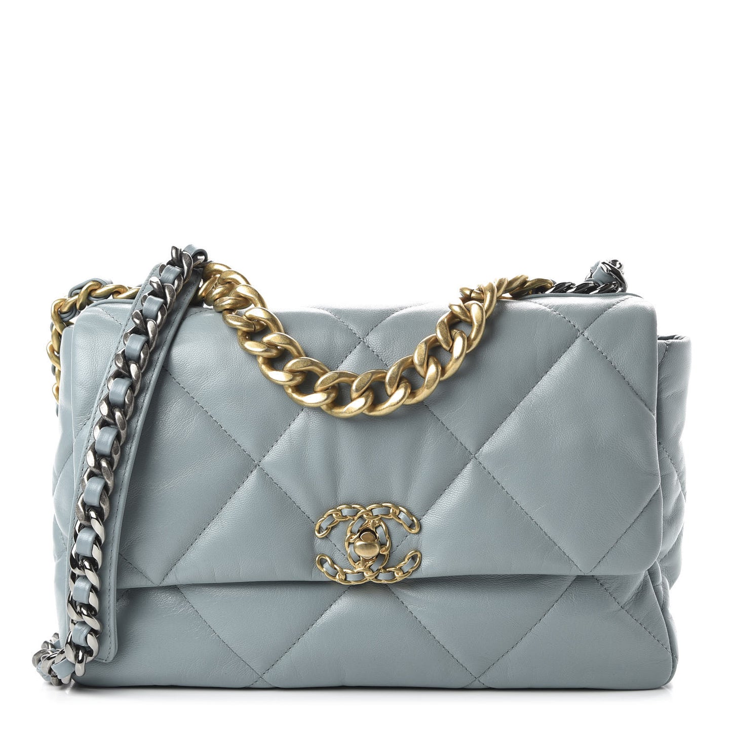 Goatskin Quilted Large 19 Flap Blue