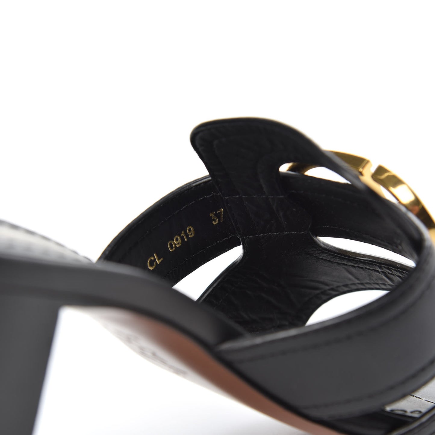 Calfskin 30 Montaigne Mid-Heel Slide Sandals 37 Black