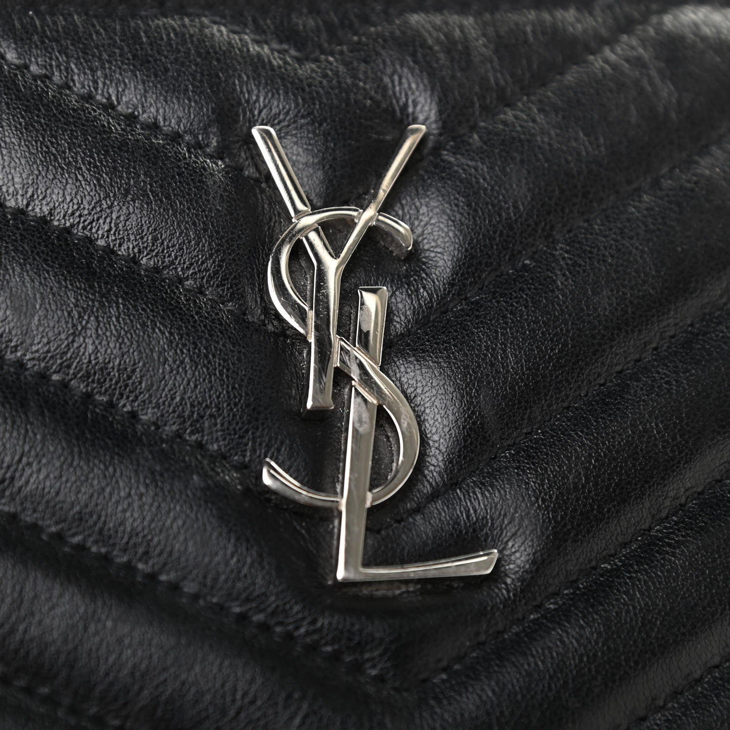 Saint Laurent Calfskin Matelasse Chevron Monogram A5 Wristlet Black 9 of 15