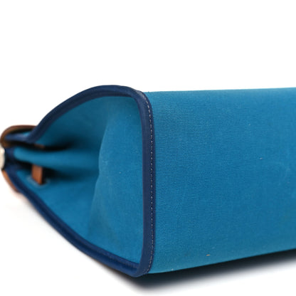 Hermes Toile Officier Vache Hunter Herbag Zip PM 31 Bleu Izmir Fauve 9 of 10