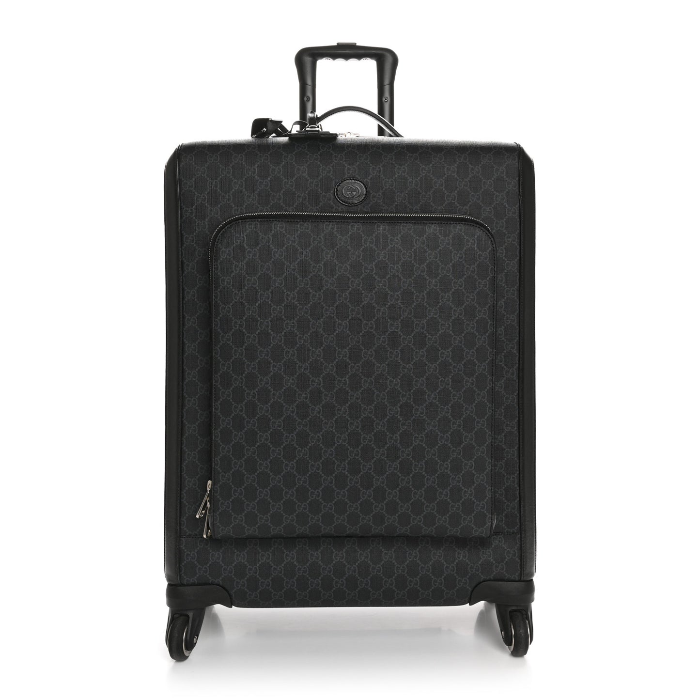 GG Supreme Monogram Four Wheel Suitcase Black Grey