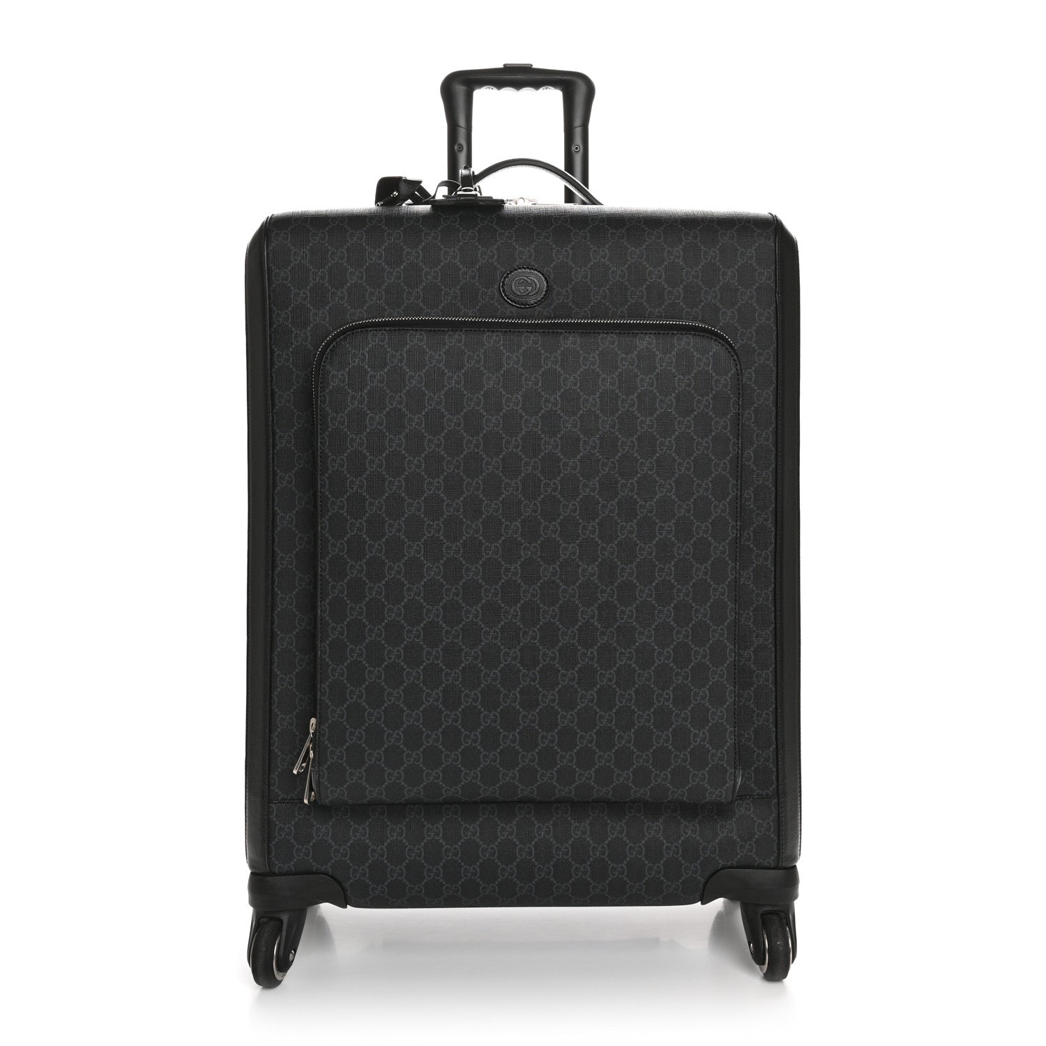 Gucci GG Supreme Monogram Four Wheel Suitcase Black Grey 1 of 11