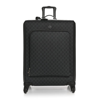 Gucci GG Supreme Monogram Four Wheel Suitcase Black Grey 1 of 11