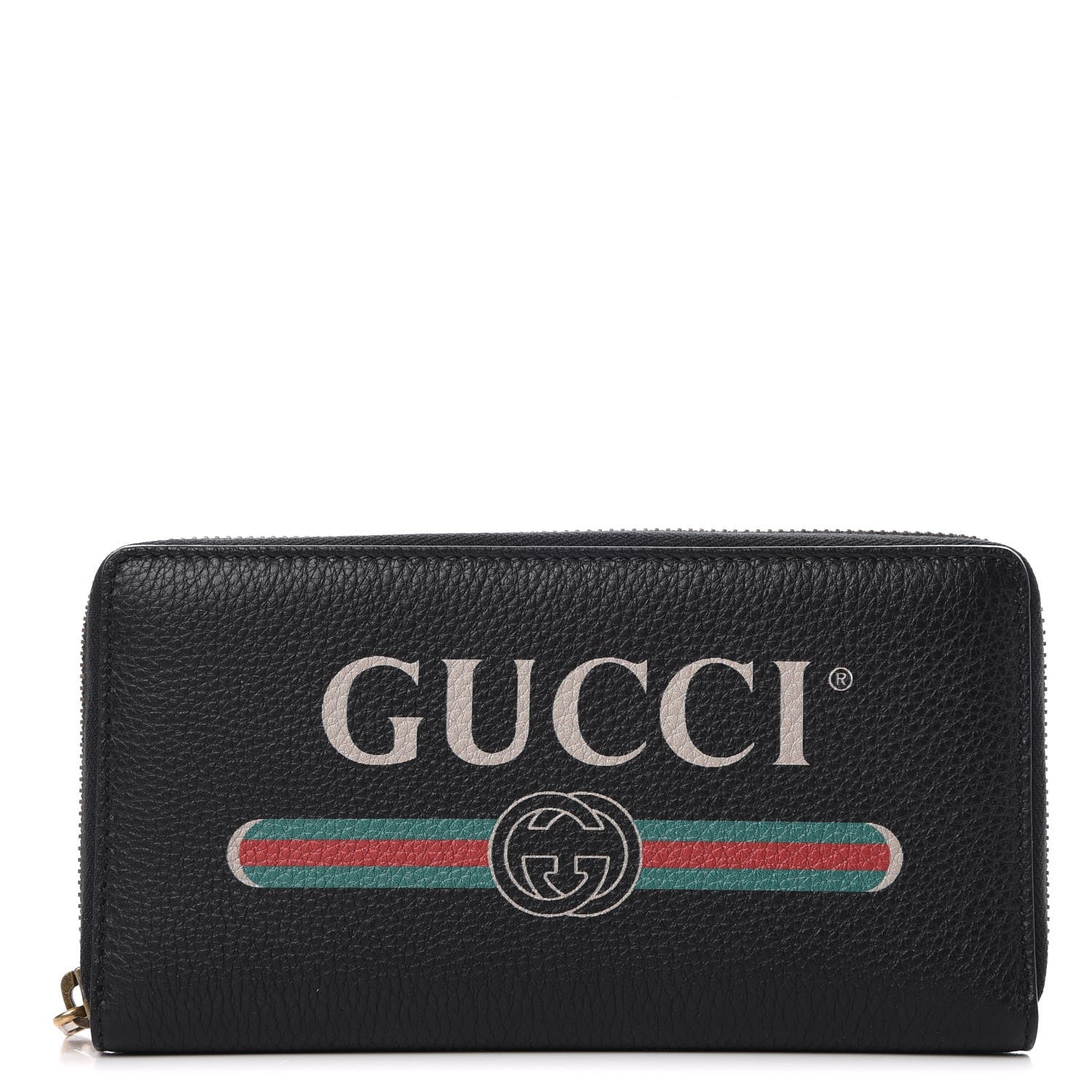 Gucci Calfskin Logo Zip Around Wallet Black 1 of 8
