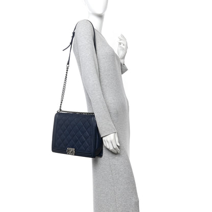 Chanel Calfskin Double Stitch Large Boy Flap Navy Blue 2 of 10