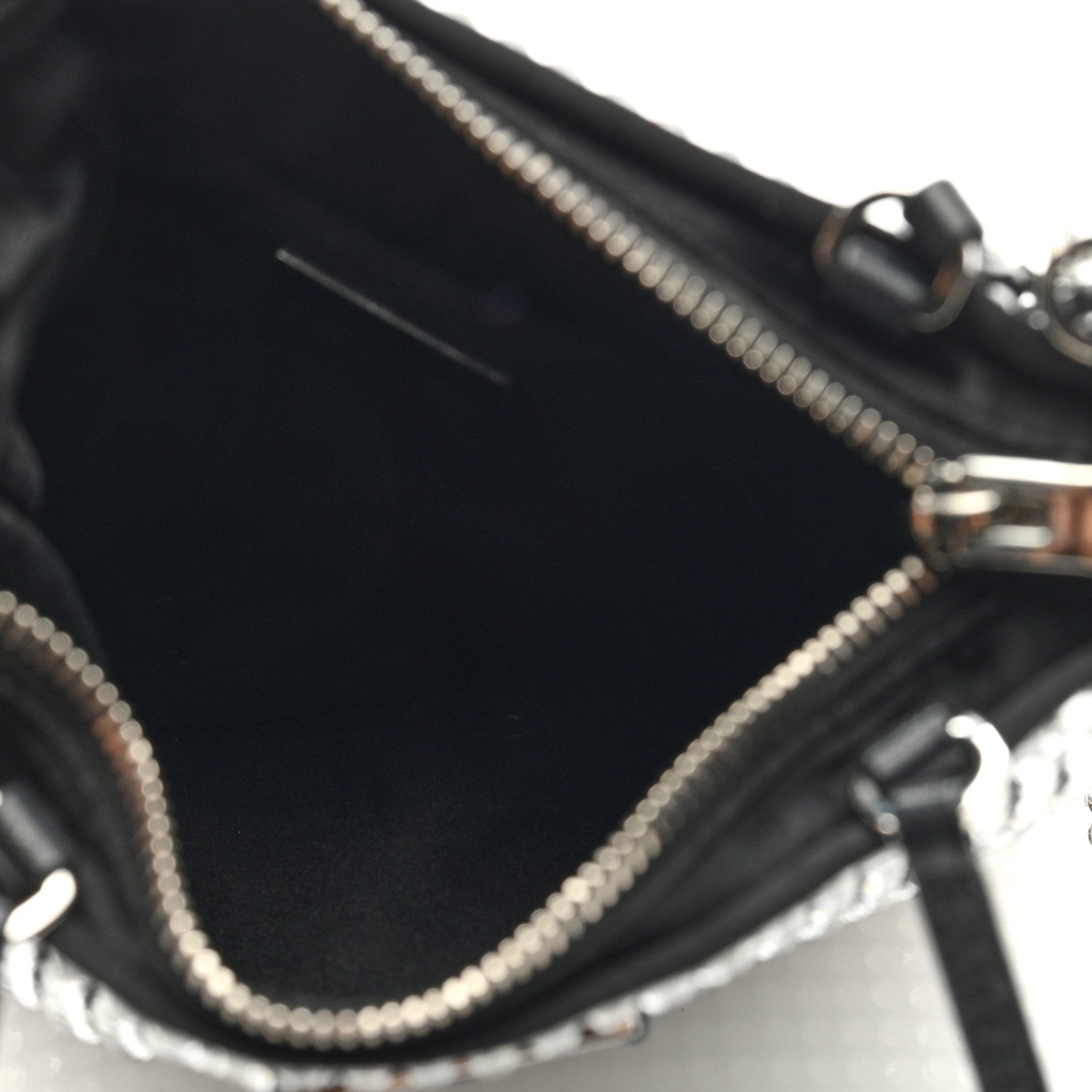 Prada Satin Crystal Metal Triangle Logo Chain Crossbody Handbag Cristal 5 of 8