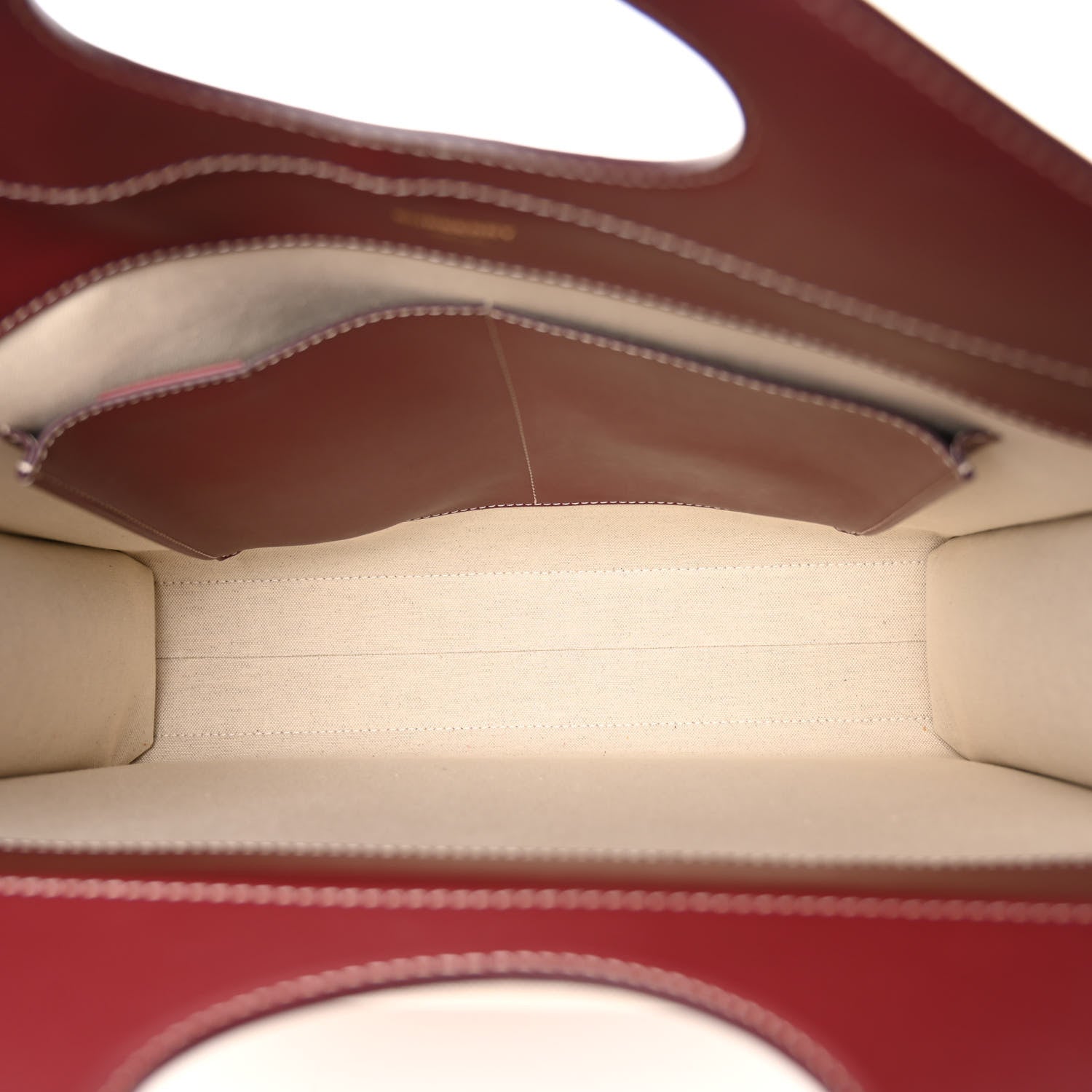 Burberry Canvas Smooth Calfskin Two Tone Medium Pocket Bag Natural Garnet Geranium 5 of 10