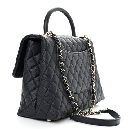 Chanel Caviar Quilted Medium Coco Handle Flap Navy Blue 3 of 10