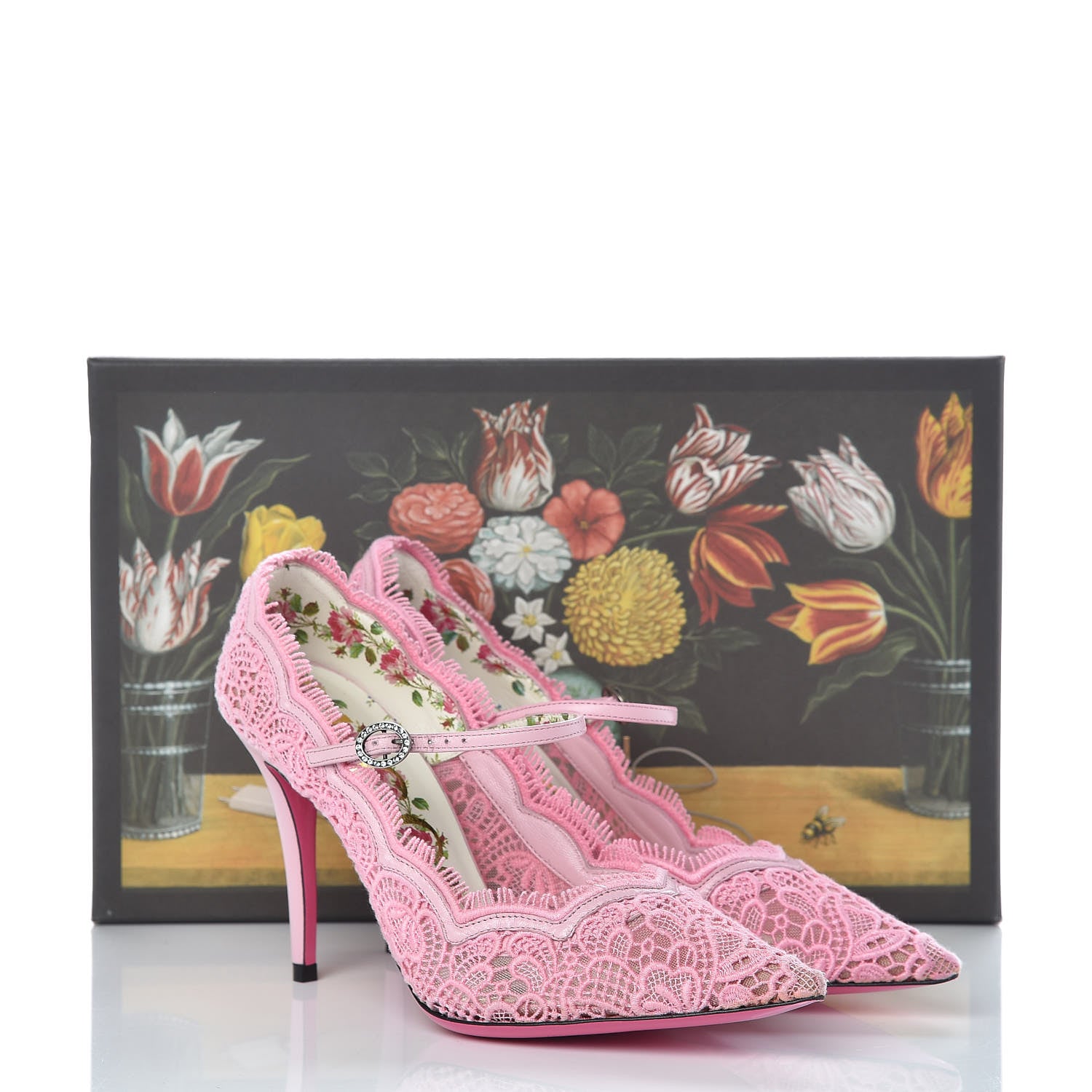 Gucci Lace Pizzo Venice Pumps 37 Sugar Pink 9 of 9
